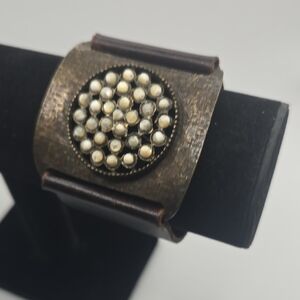 ReBel Pearl-Embellished Leather Cuff Bracelet